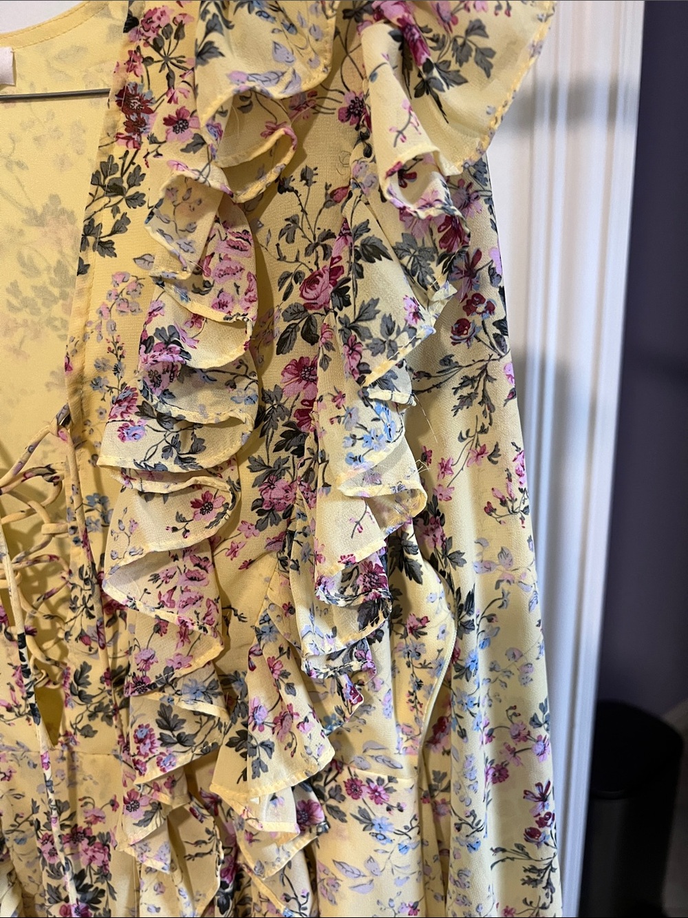 Endless Rose like Zimmerman Yellow Floral Ruffle Lace-Up Dress - Picture 3 of 9